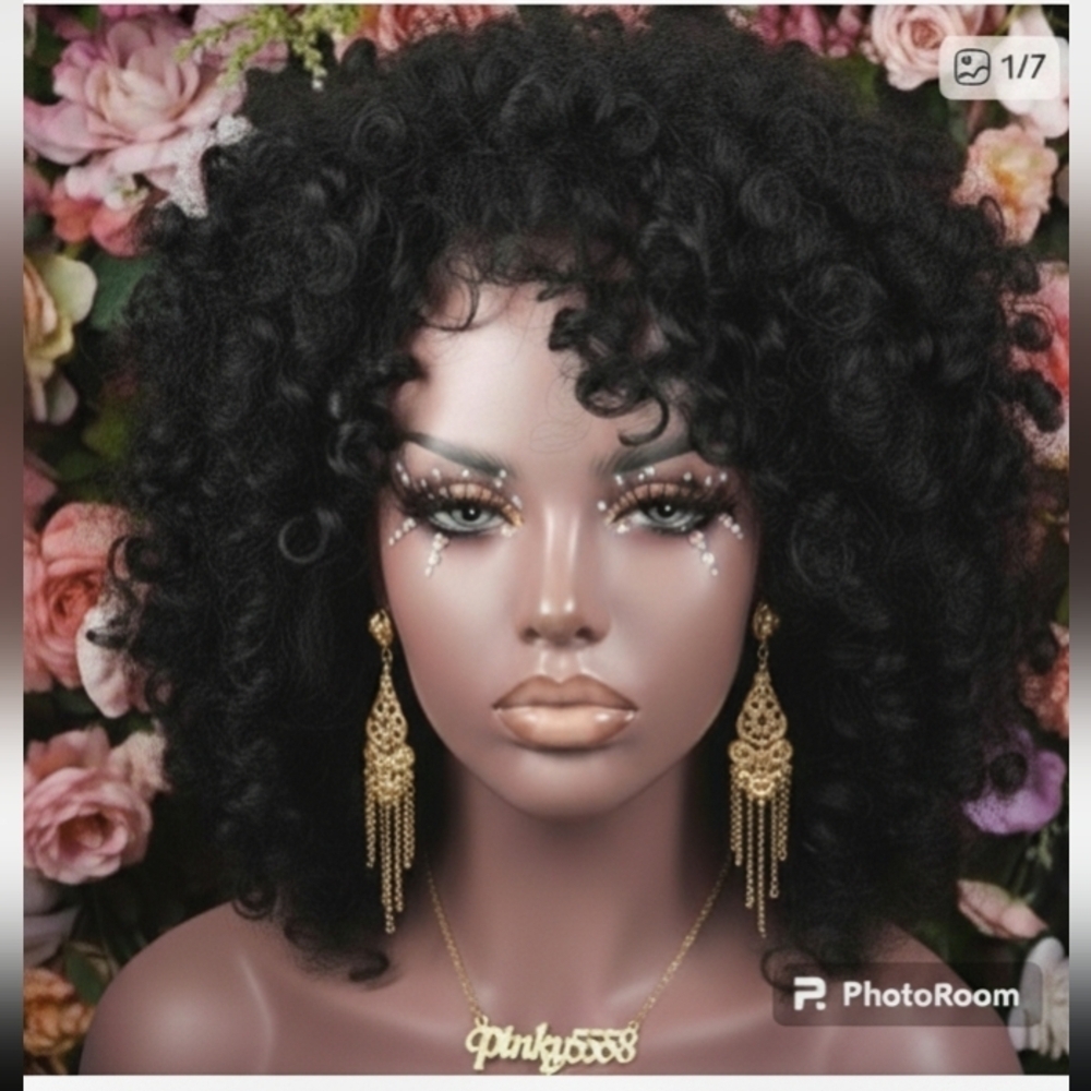 Black Curly Synthetic Short Wig